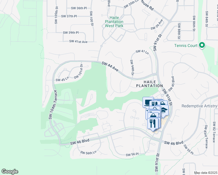 map of restaurants, bars, coffee shops, grocery stores, and more near 4704 Southwest 97th Terrace in Gainesville