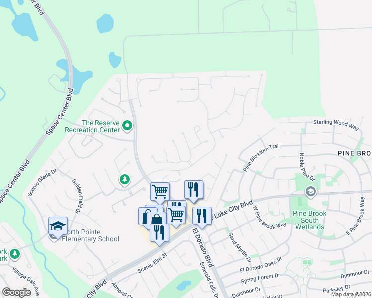 map of restaurants, bars, coffee shops, grocery stores, and more near 5726 Sutton Pine Lane in Houston
