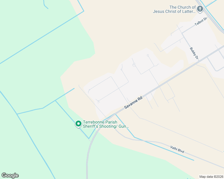 map of restaurants, bars, coffee shops, grocery stores, and more near 222 Tyler Christian Drive in Houma