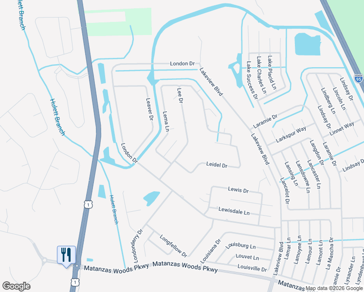 map of restaurants, bars, coffee shops, grocery stores, and more near 17 Lee Drive in Palm Coast