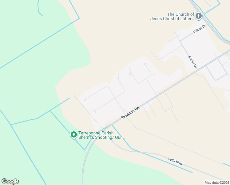 map of restaurants, bars, coffee shops, grocery stores, and more near 222 Tyler Christian Drive in Houma