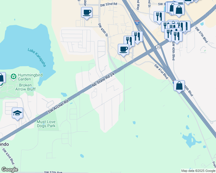 map of restaurants, bars, coffee shops, grocery stores, and more near 4414 Southwest 46th Drive in Gainesville