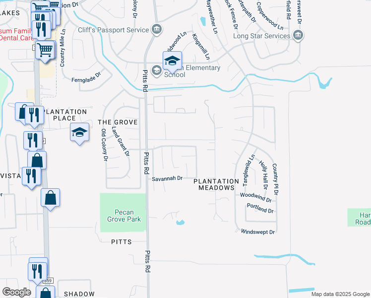 map of restaurants, bars, coffee shops, grocery stores, and more near 1510 Winston Homestead Drive in Richmond