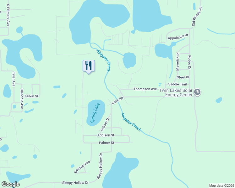 map of restaurants, bars, coffee shops, grocery stores, and more near 105 Carter Trail in Interlachen