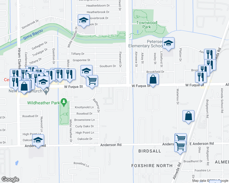 map of restaurants, bars, coffee shops, grocery stores, and more near 14710 Jewel Meadow Dr in Houston