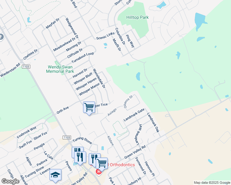 map of restaurants, bars, coffee shops, grocery stores, and more near 3908 Whisper Point in Schertz