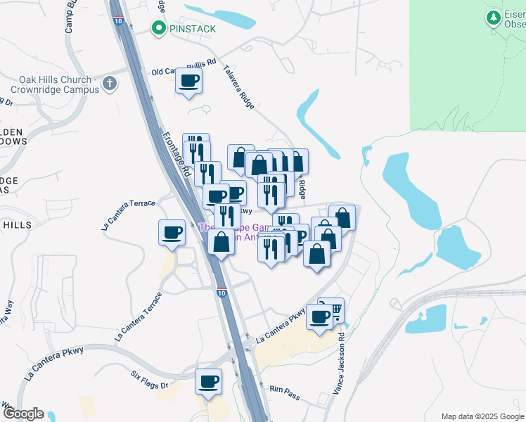map of restaurants, bars, coffee shops, grocery stores, and more near 6028 Worth Parkway in San Antonio
