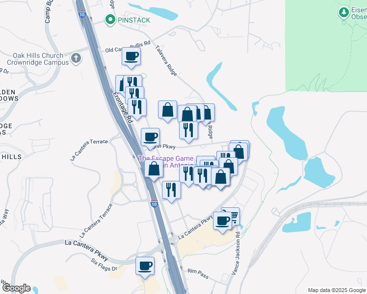 map of restaurants, bars, coffee shops, grocery stores, and more near in San Antonio