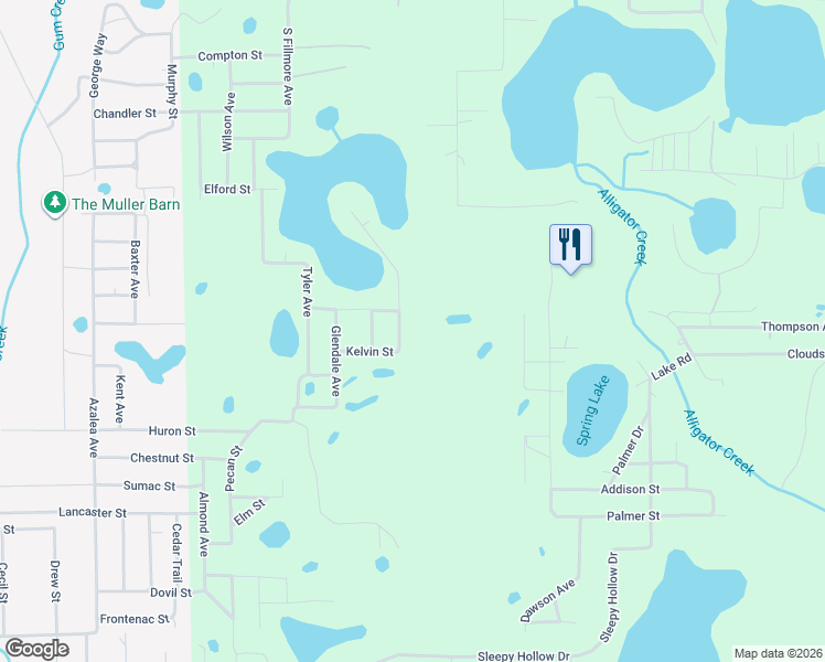 map of restaurants, bars, coffee shops, grocery stores, and more near 106 Lake Shore Road in Interlachen
