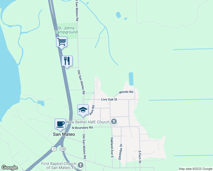 map of restaurants, bars, coffee shops, grocery stores, and more near 130 Live Oak Street in San Mateo