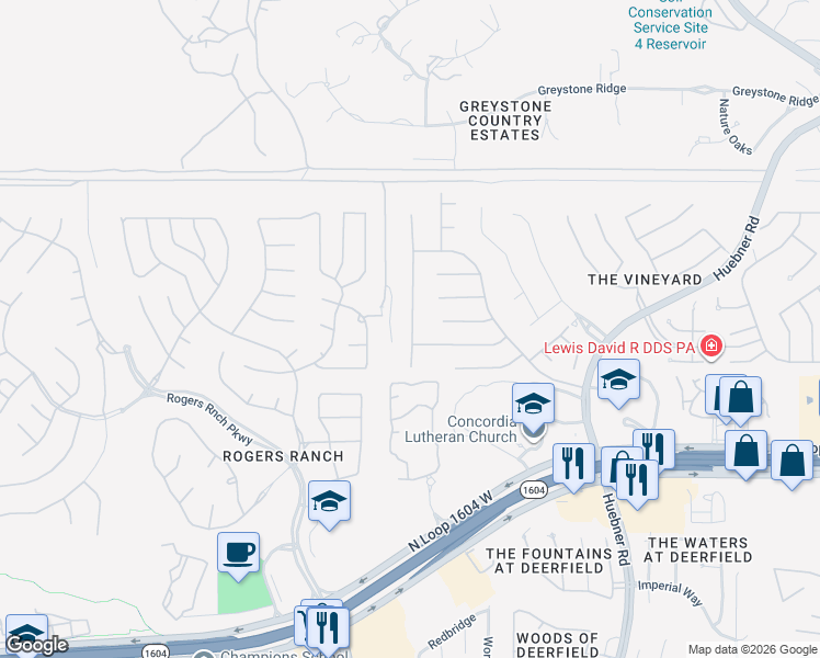 map of restaurants, bars, coffee shops, grocery stores, and more near 28 Michelangelo in San Antonio