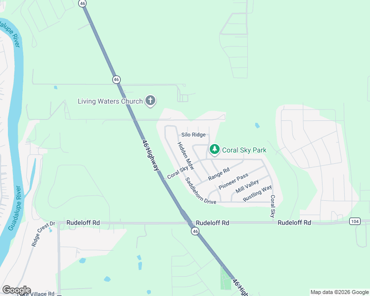 map of restaurants, bars, coffee shops, grocery stores, and more near 3027 Hidden Meadow in Seguin
