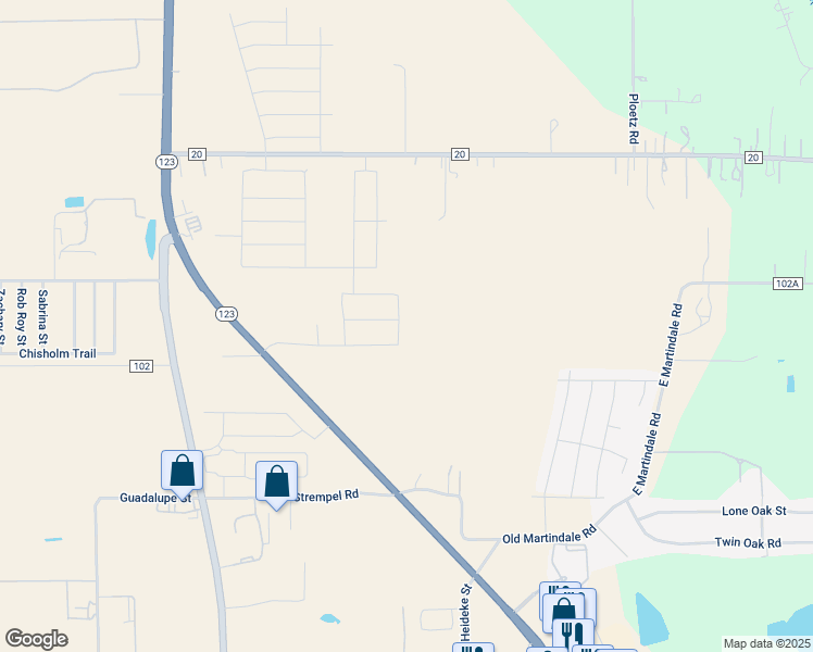 map of restaurants, bars, coffee shops, grocery stores, and more near 3511 North Austin Street in Seguin