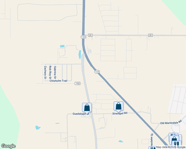 map of restaurants, bars, coffee shops, grocery stores, and more near 3501 North Austin Street in Seguin