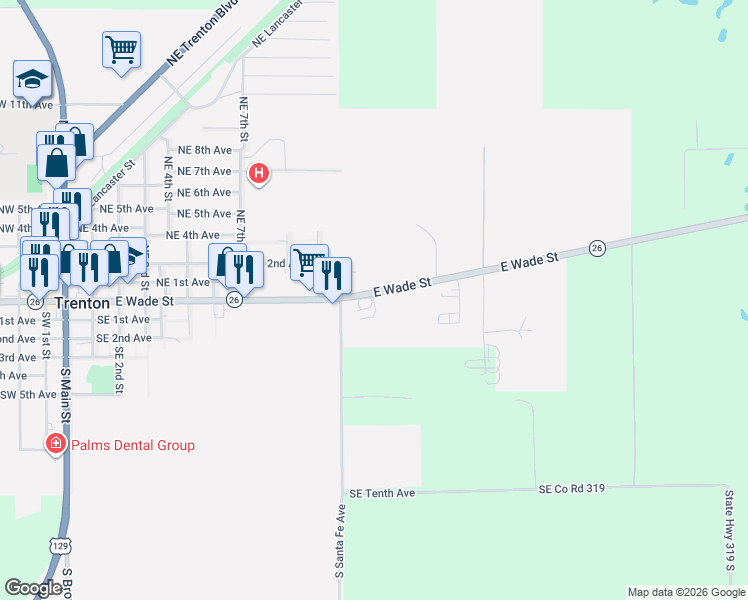 map of restaurants, bars, coffee shops, grocery stores, and more near 1208 Florida 26 in Trenton