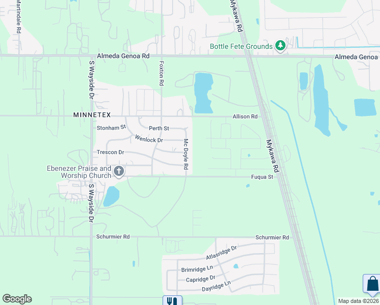 map of restaurants, bars, coffee shops, grocery stores, and more near 6226 Wenlock Drive in Houston