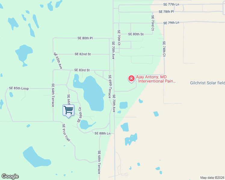 map of restaurants, bars, coffee shops, grocery stores, and more near 8500-8560 SE 69th Terrace in Trenton