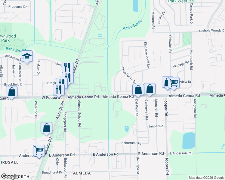 map of restaurants, bars, coffee shops, grocery stores, and more near 13330 Ridgewood Knoll Lane in Houston