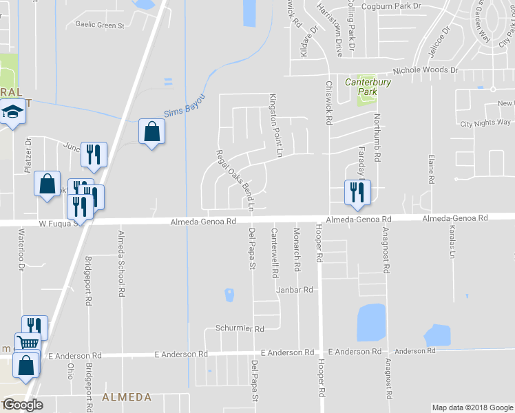map of restaurants, bars, coffee shops, grocery stores, and more near 807 Heatherton Hill Ln in Houston