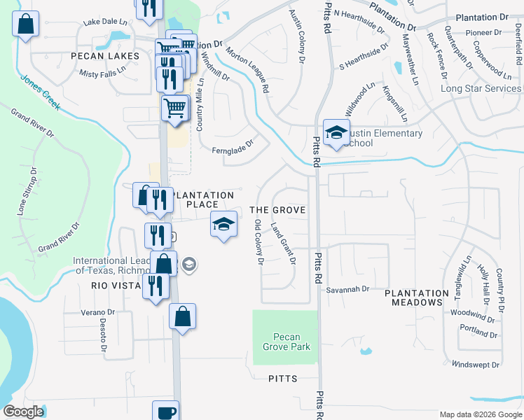 map of restaurants, bars, coffee shops, grocery stores, and more near 618 Old Colony Dr in Richmond
