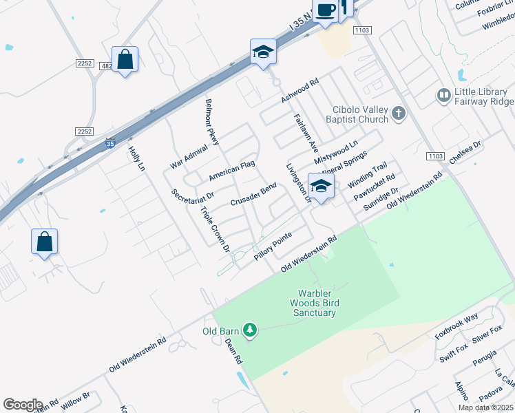 map of restaurants, bars, coffee shops, grocery stores, and more near 536 Celtic Ash Run in Schertz