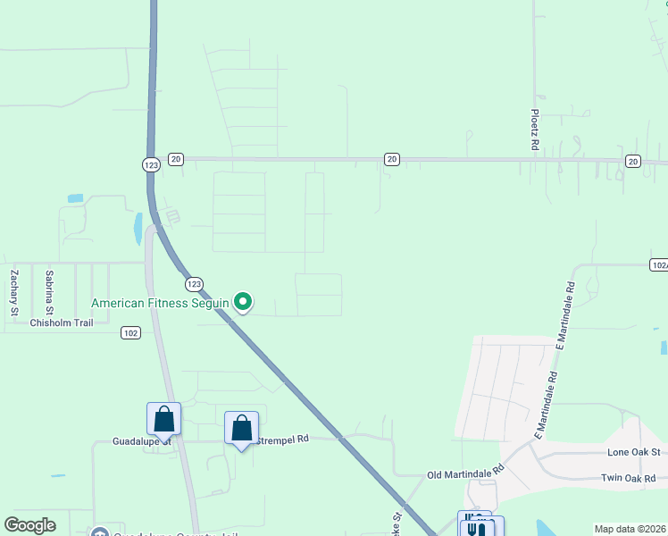 map of restaurants, bars, coffee shops, grocery stores, and more near 3511 North Austin Street in Seguin
