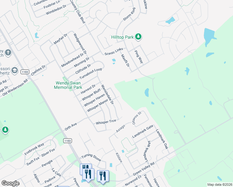 map of restaurants, bars, coffee shops, grocery stores, and more near 4108 Whisper Point in Schertz