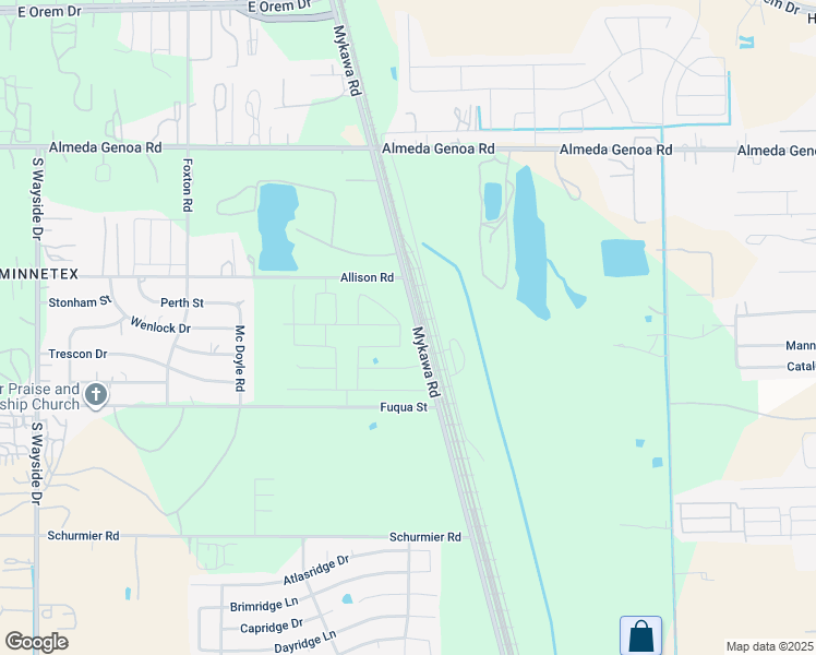map of restaurants, bars, coffee shops, grocery stores, and more near 11303-11699 Mykawa Road in Houston