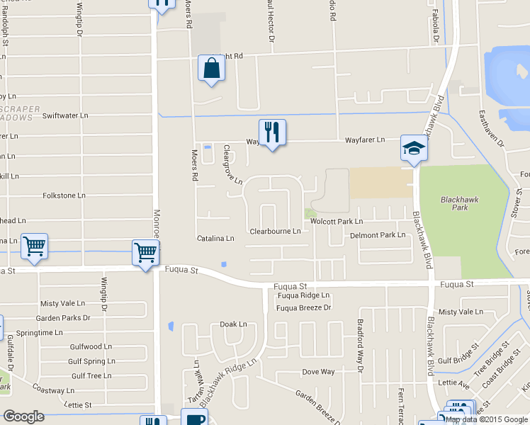 map of restaurants, bars, coffee shops, grocery stores, and more near 10315 Bentondale Lane in Houston