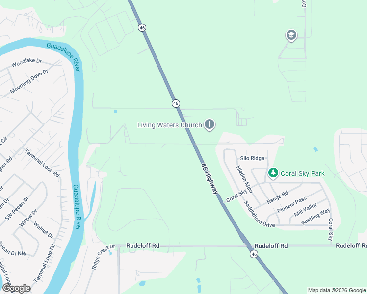 map of restaurants, bars, coffee shops, grocery stores, and more near 3270 Texas 46 in Seguin