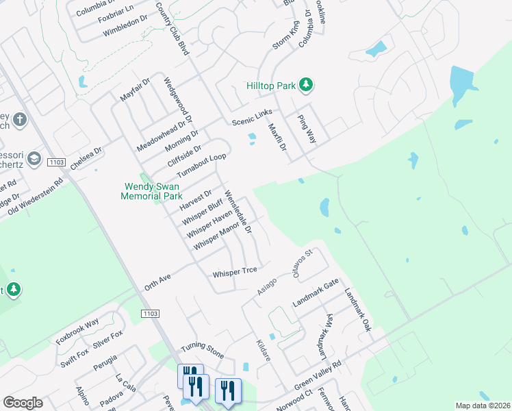 map of restaurants, bars, coffee shops, grocery stores, and more near 4104 Whisper Point in Schertz