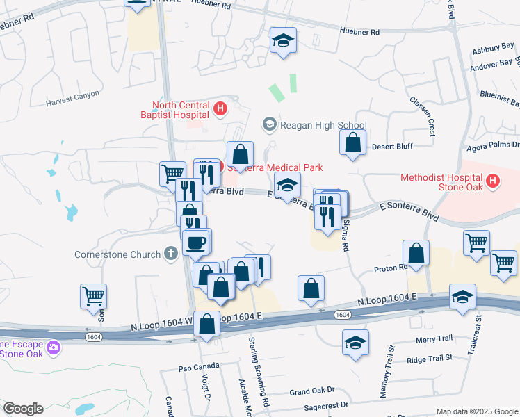 map of restaurants, bars, coffee shops, grocery stores, and more near in San Antonio