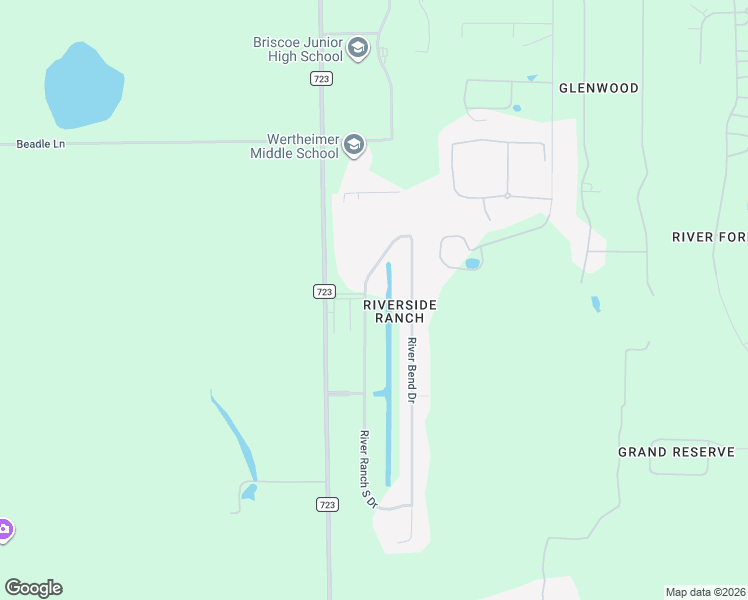 map of restaurants, bars, coffee shops, grocery stores, and more near 3518 River Ranch North Drive in Rosenberg