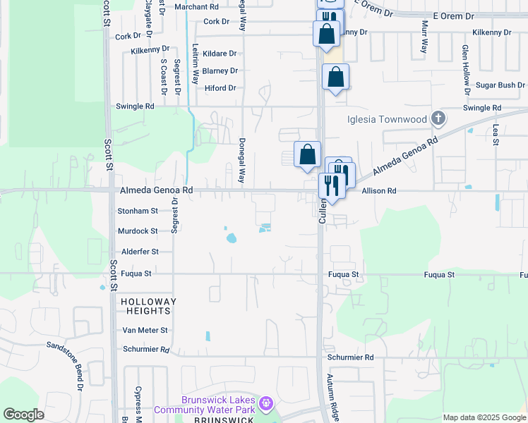 map of restaurants, bars, coffee shops, grocery stores, and more near 3834 Almeda-Genoa Road in Houston