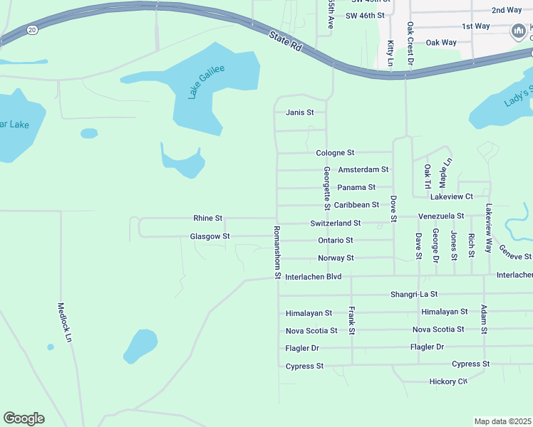 map of restaurants, bars, coffee shops, grocery stores, and more near 104 Rhine Street in Interlachen