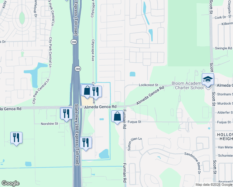 map of restaurants, bars, coffee shops, grocery stores, and more near 13146 Skyview Landing Drive in Houston