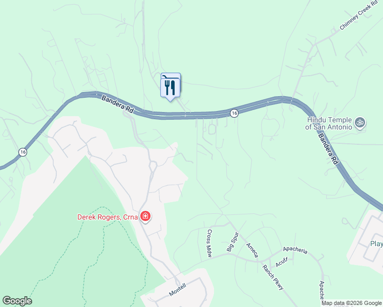 map of restaurants, bars, coffee shops, grocery stores, and more near 12311 Calvert in Helotes