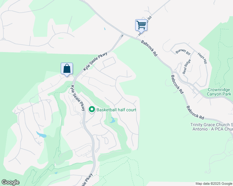 map of restaurants, bars, coffee shops, grocery stores, and more near 18215 Branson Falls in San Antonio