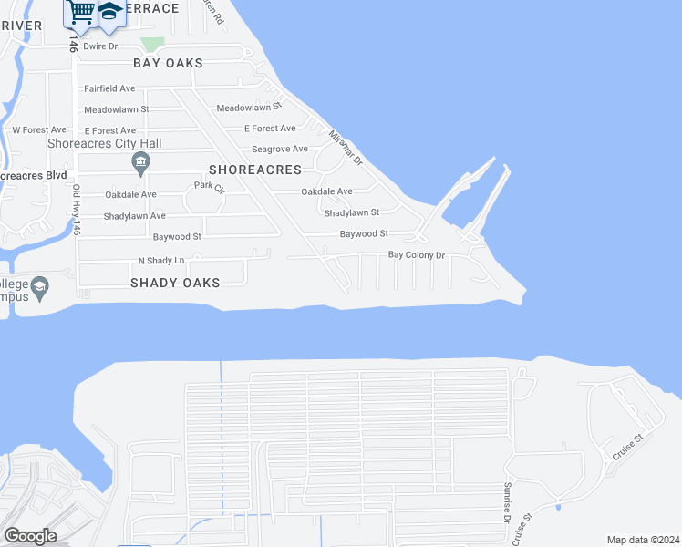 map of restaurants, bars, coffee shops, grocery stores, and more near 3809 Sunrise Drive in La Porte