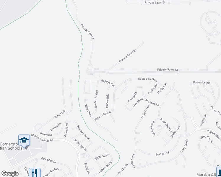 map of restaurants, bars, coffee shops, grocery stores, and more near 18714 Canoe Brk in San Antonio