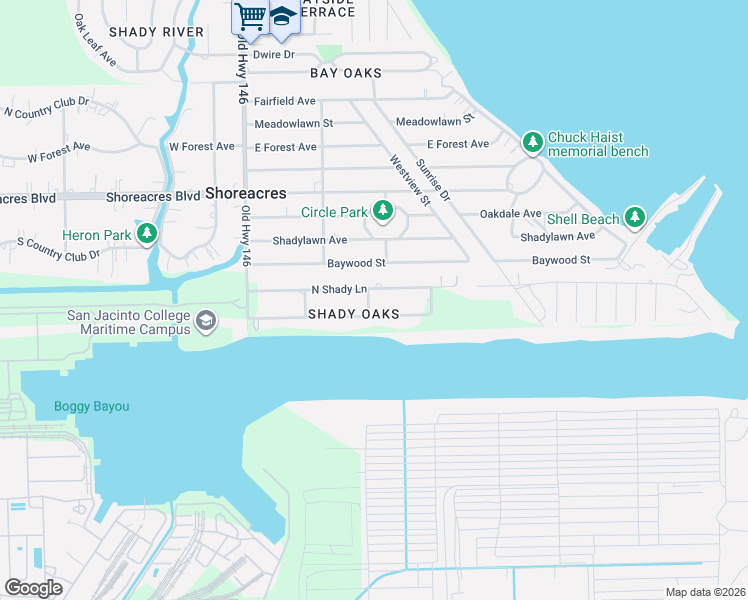 map of restaurants, bars, coffee shops, grocery stores, and more near 427 North Shady Lane in La Porte