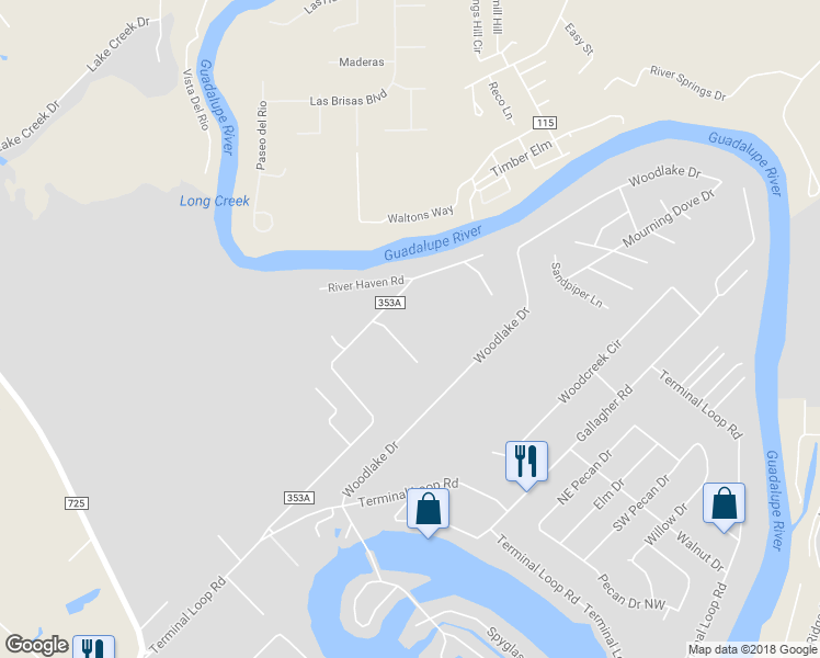 map of restaurants, bars, coffee shops, grocery stores, and more near 859 Happy Haven Road in McQueeney