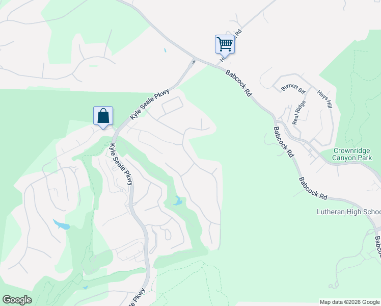 map of restaurants, bars, coffee shops, grocery stores, and more near 18215 Branson Falls in San Antonio