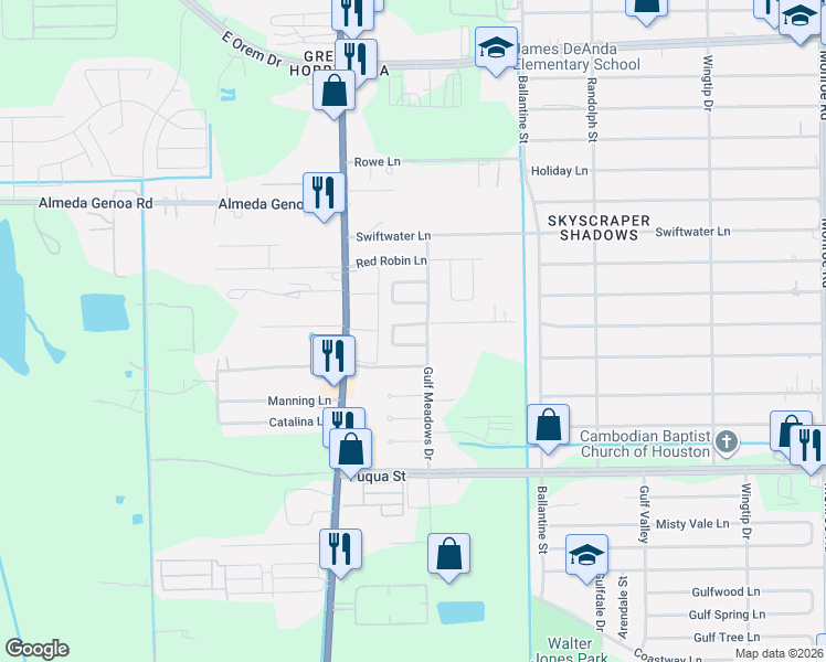 map of restaurants, bars, coffee shops, grocery stores, and more near 7723 Folkstone Lane in Houston