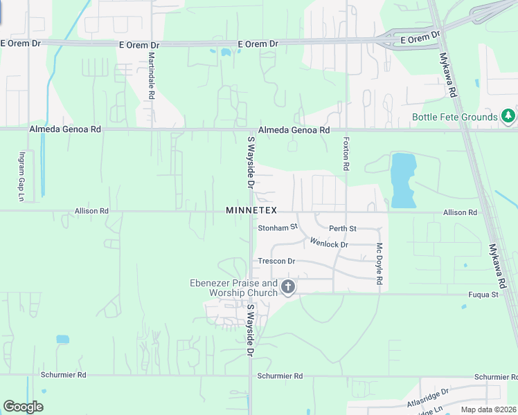 map of restaurants, bars, coffee shops, grocery stores, and more near 13301 South Wayside Drive in Houston