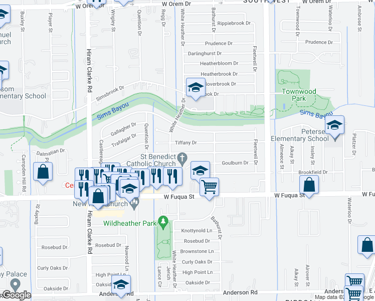map of restaurants, bars, coffee shops, grocery stores, and more near 4010 Grapevine Street in Houston