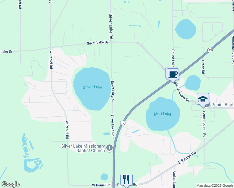 map of restaurants, bars, coffee shops, grocery stores, and more near 414 Silver Lake Road in Palatka