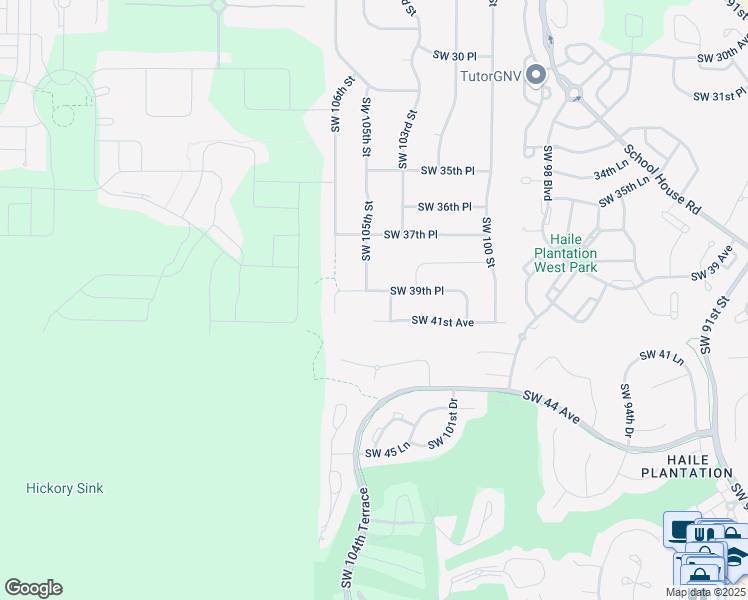 map of restaurants, bars, coffee shops, grocery stores, and more near 10441 Southwest 39th Place in Gainesville
