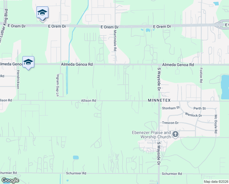map of restaurants, bars, coffee shops, grocery stores, and more near 5551 Allison Road in Houston