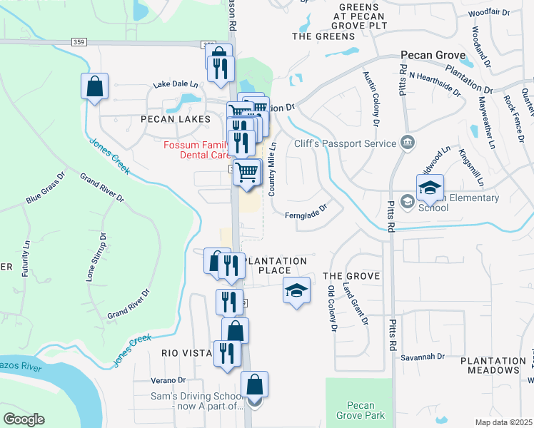 map of restaurants, bars, coffee shops, grocery stores, and more near 2007 Country Mile Court in Richmond